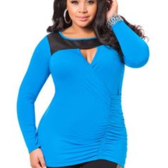 Ashley Stewart Tops - Ashley Stewart Blue Accented Long Sleeve 12/14
